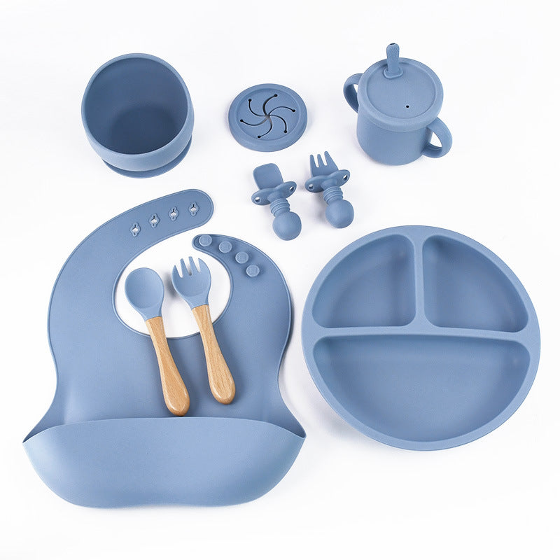 Children's Silicone Dinner Plate suit Mother and Baby Eight-piece Set