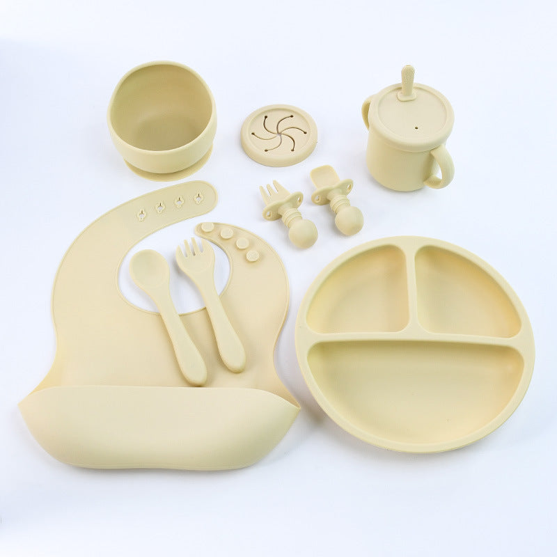 Children's Silicone Dinner Plate suit Mother and Baby Eight-piece Set