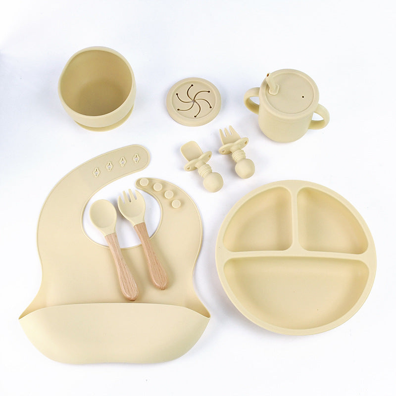 Children's Silicone Dinner Plate suit Mother and Baby Eight-piece Set