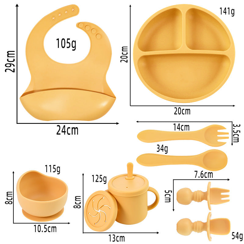 Children's Silicone Dinner Plate suit Mother and Baby Eight-piece Set