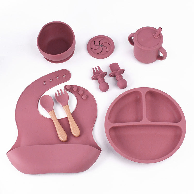 Children's Silicone Dinner Plate suit Mother and Baby Eight-piece Set