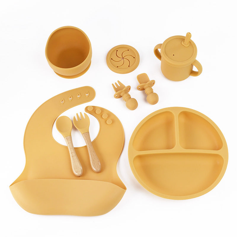 Children's Silicone Dinner Plate suit Mother and Baby Eight-piece Set