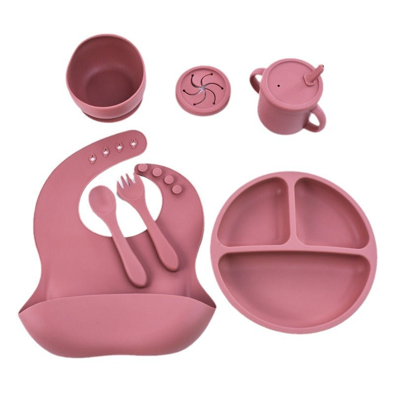Children's Silicone Dinner Plate suit Mother and Baby Eight-piece Set