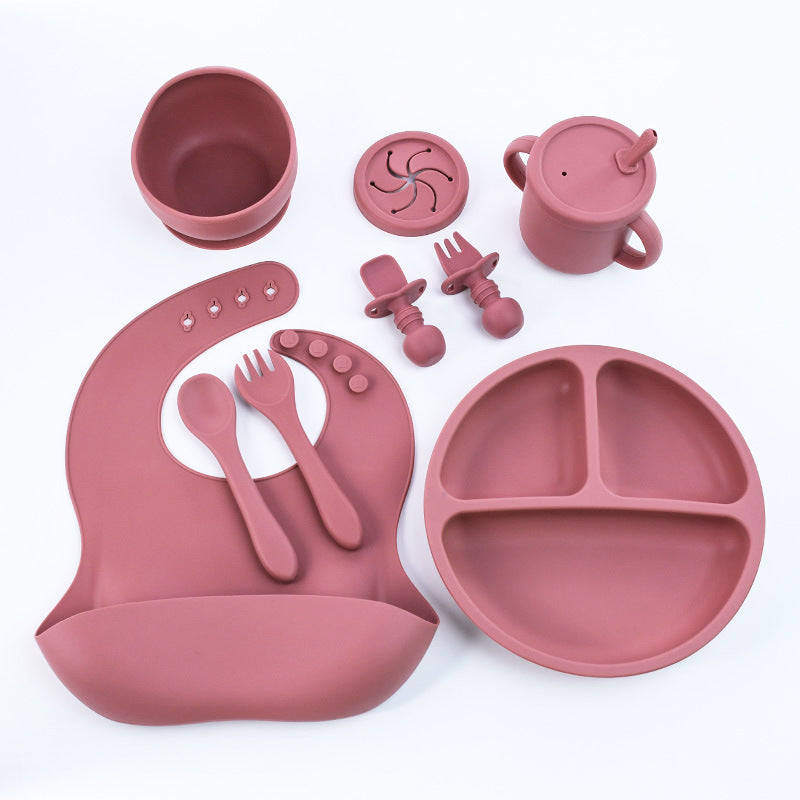 Children's Silicone Dinner Plate suit Mother and Baby Eight-piece Set